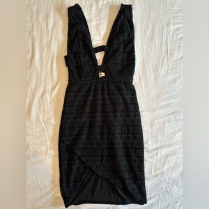 Nightcap clothing black lace dress with cutouts